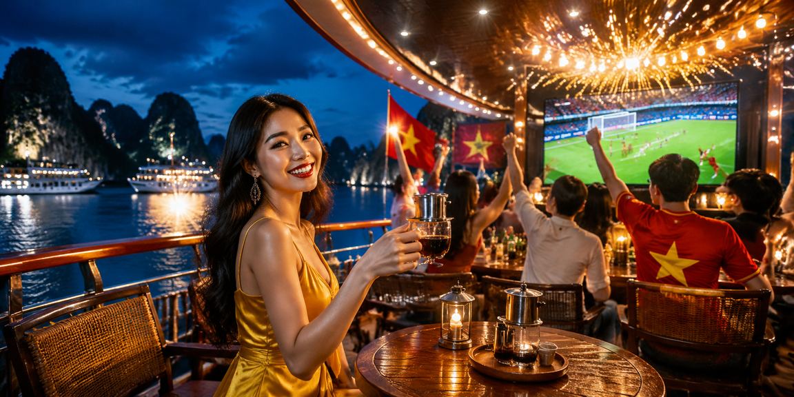 Người dùng xem bóng đá và đặt kèo trực tuyến tại Hạ Long Bay